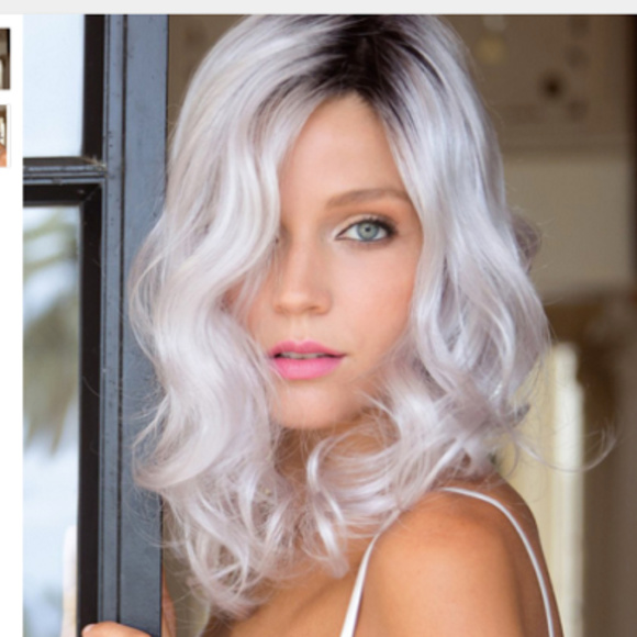 Unknown Other 16 Grey Wig Med Long Ombre White Dark Roots Poshmark